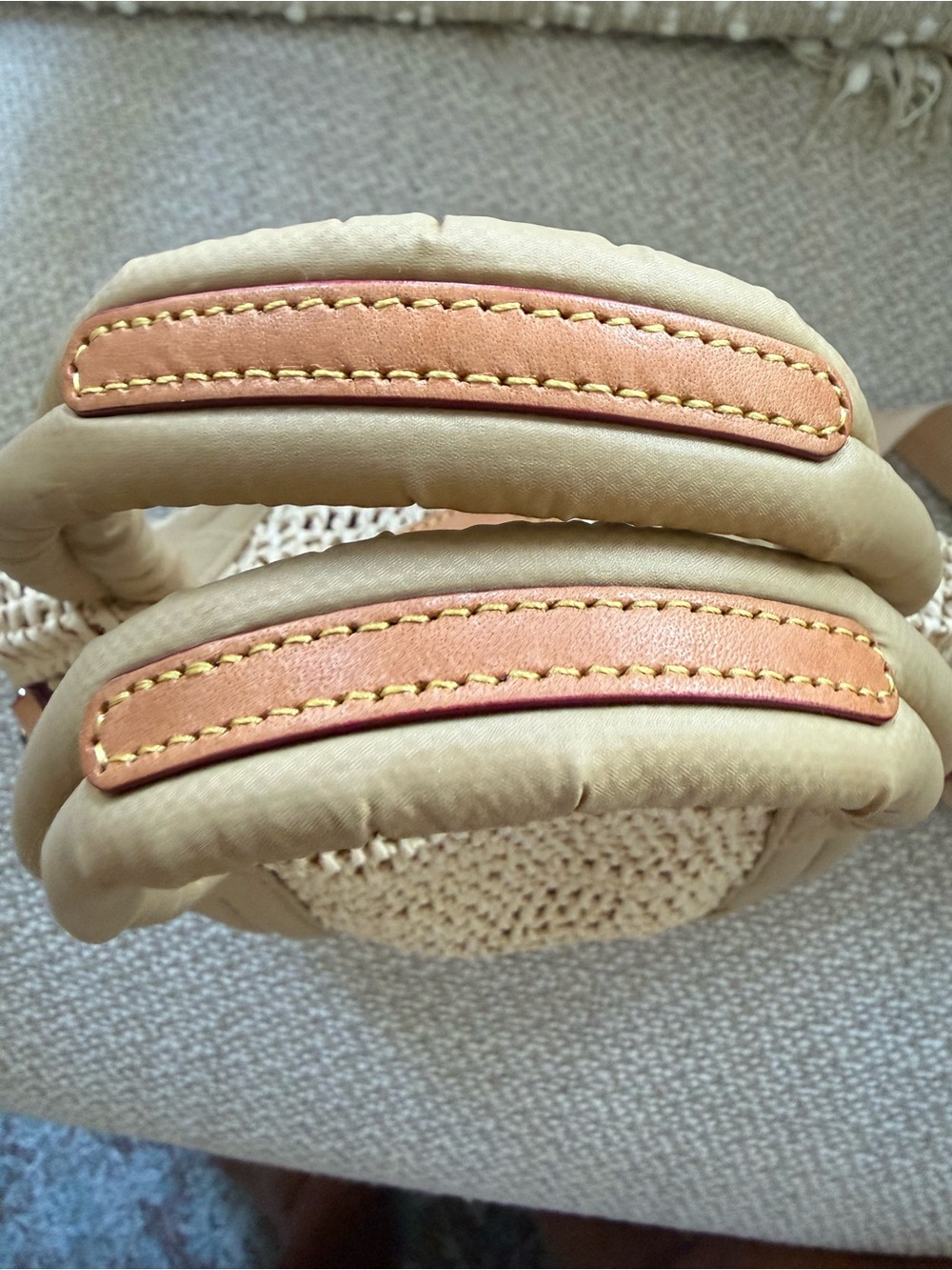 MZ Wallace Tan Woven Rafia Mini Tote with Leather Trim - Picture 4 of 6